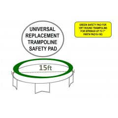 GREEN Safety PE PAD FOR 15ft ROUND TRAMPOLINE FOR SPRINGS UP to 7”   PAD15-10G